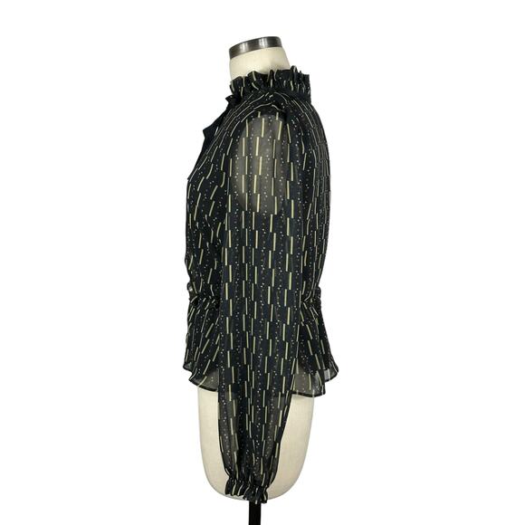 LAIA Kiara Black Patterned Blouse Peplum Style Women's Size XS - Picture 2 of 8